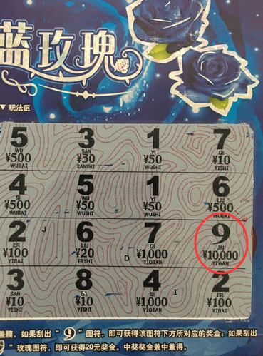 蓝玫瑰中奖彩票