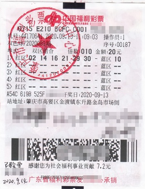 肇庆福彩中出史上最大的双色球大奖 7200万元1