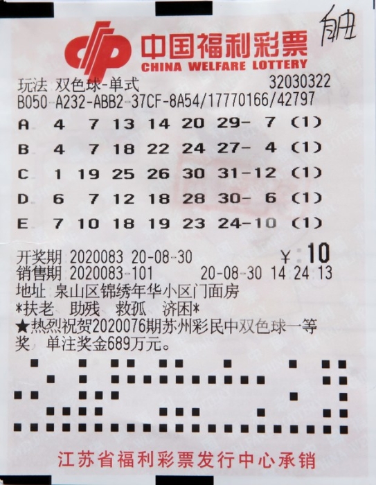 号码随机全凭运气 徐州彩民喜获双色球791万元大奖