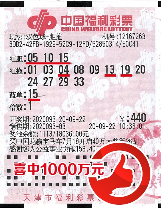 “幸运女神”购福彩双色球 胆拖投注中千万大奖