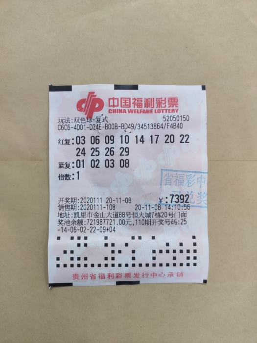 随心机选 收获1250万元1