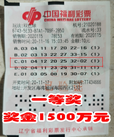 大连彩友守号守出1500万巨奖！2