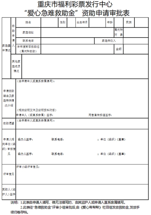 福彩爱心急难救助金3