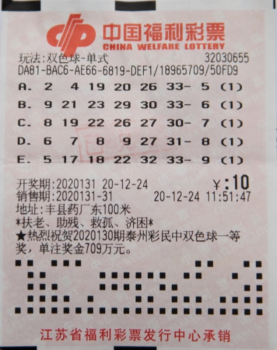 徐州彩民终揽双色球大奖673万多元