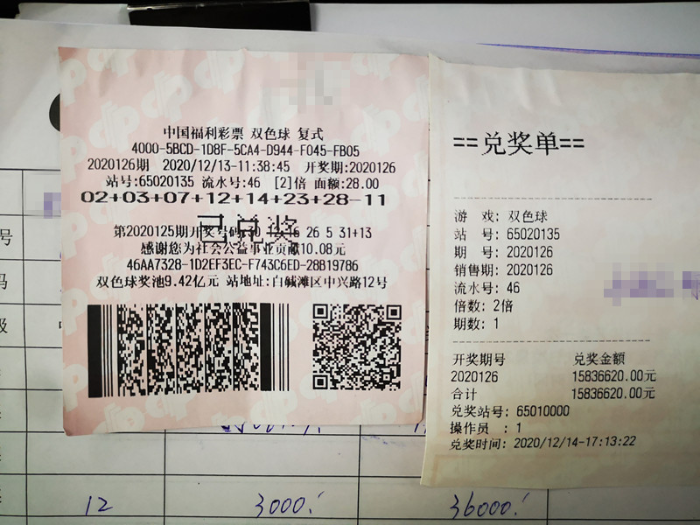 喜中“双色球”1500万大奖2