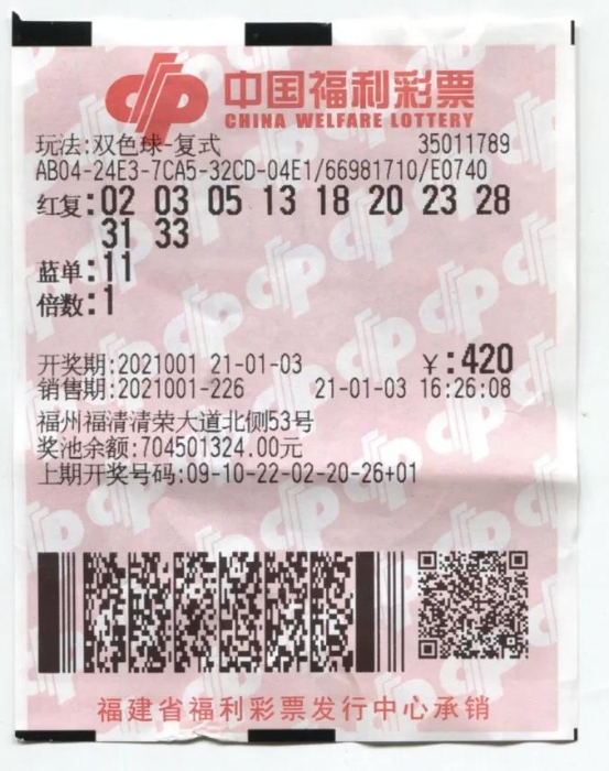 福清合买团喜揽双色球712万元大奖2