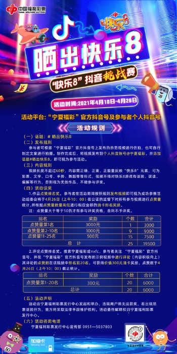 宁夏福彩“快乐8”抖音挑战赛等你来战