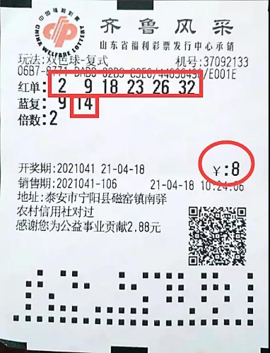8元复式票斩获1072万元大奖1